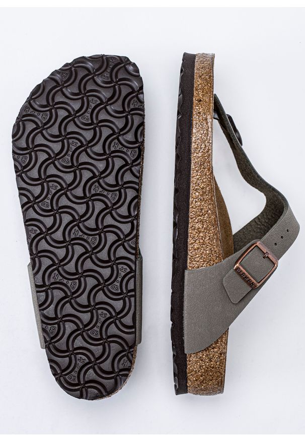 Japonki unisex Birkenstock Gizeh BFBC Stone. Okazja: na co dzień. Kolor: szary. Materiał: zamsz, materiał, skóra. Sezon: lato. Styl: klasyczny, elegancki, casual