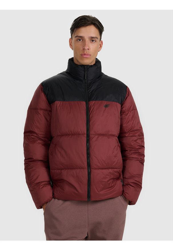 4f - 4F Kurtka puchowa z wypełnieniem syntetycznym męska - czerwona S. Typ kołnierza: kołnierzyk stójkowy. Kolor: czerwony. Materiał: puch, syntetyk
