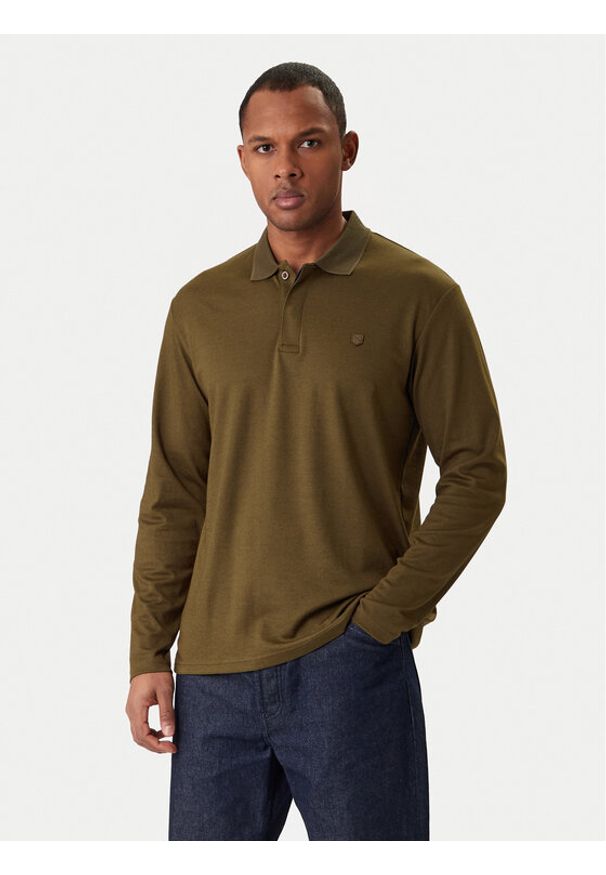 Jack & Jones Polo Crodney 12259645 Khaki Regular Fit. Typ kołnierza: polo. Kolor: brązowy. Materiał: bawełna