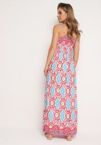 Born2be - Czerwona Taliowana Sukienka z Wiskozy na Regulowanych Ramiączkach z Gumką w Pasie Zenadea. Okazja: na co dzień. Kolor: czerwony. Materiał: wiskoza. Długość rękawa: na ramiączkach. Sezon: lato. Styl: casual, wizytowy #2