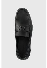 Calvin Klein mokasyny skórzane męskie kolor czarny. Nosek buta: okrągły. Kolor: czarny. Materiał: skóra