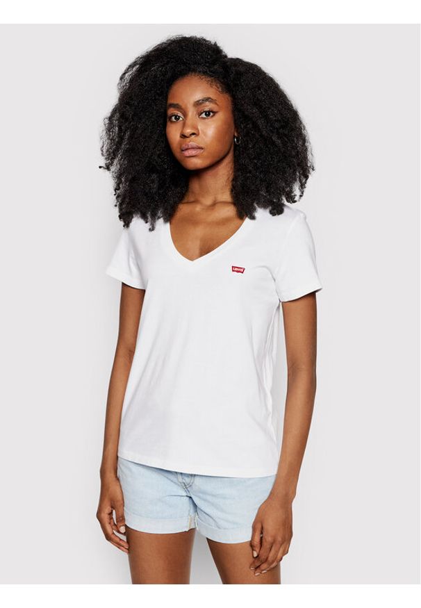 Levi's® T-Shirt Perfect V-Neck Tee 85341-0002 Biały Regular Fit. Kolor: biały. Materiał: bawełna