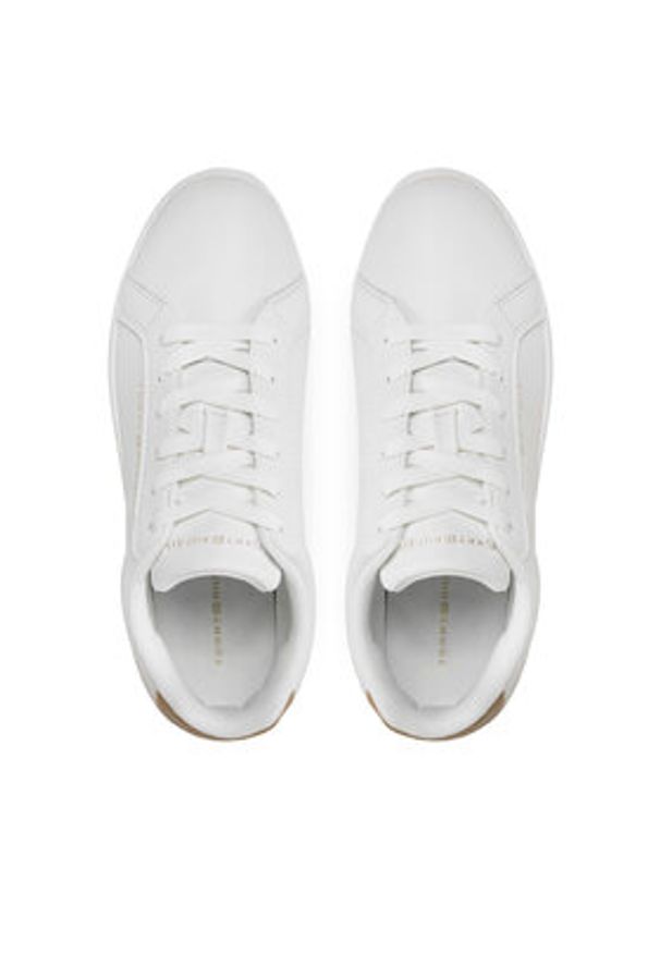 TOMMY HILFIGER - Tommy Hilfiger Sneakersy Essential Cupsole Sneaker Gold FW0FW07869 Écru. Materiał: skóra
