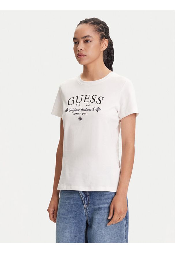 Guess T-Shirt V5YI03 I3Z14 Biały Regular Fit. Kolor: biały. Materiał: bawełna