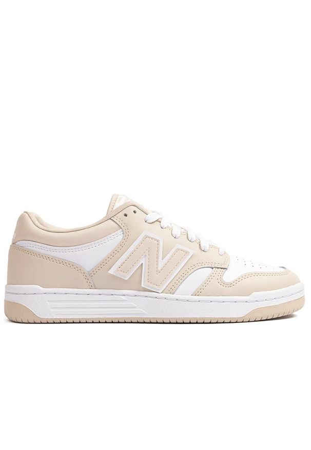 Buty New Balance BB480LBB - beżowe. Kolor: beżowy. Materiał: materiał, syntetyk, skóra. Szerokość cholewki: normalna. Sport: koszykówka
