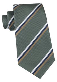 Klasyczny Krawat Klubowy - Alties - w Prążek, Stonowana Zieleń. Materiał: tkanina. Wzór: prążki. Styl: klasyczny #1