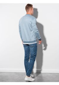 Ombre Clothing - Bluza męska rozpinana z dzianiny strukturalnej B1214 - niebieska - XXL. Okazja: na co dzień. Typ kołnierza: kołnierzyk stójkowy. Kolor: niebieski. Materiał: dzianina. Styl: casual #4
