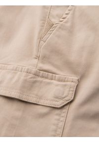 Ombre Clothing - Spodenki męskie bawełniane cargo z elastycznym pasem – beżowe V3 OM-SRCG-0190 - XXL. Okazja: na co dzień. Kolor: beżowy. Materiał: bawełna. Sezon: lato. Styl: casual #7