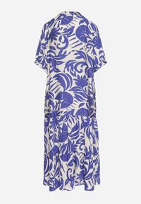 Born2be - Niebieska Wiskozowa Rozkloszowana Sukienka z Falbaną Filindania. Okazja: na co dzień. Kolor: niebieski. Materiał: wiskoza. Styl: elegancki, casual #3