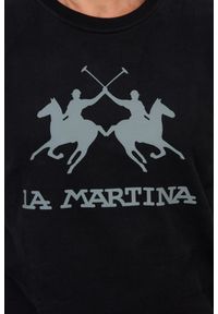 La Martina - LA MARTINA Czarna bluza męska z szarym logo, Rozmiar XL. Kolor: czarny #3