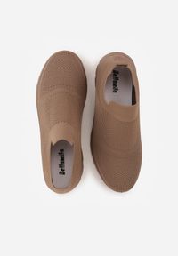 Born2be - Ciemnobeżowe Siateczkowe Buty Sportowe Sneakersy o Wsuwanym Fasonie Abhold. Okazja: na spacer, na co dzień. Kolor: beżowy. Materiał: jeans. Sport: turystyka piesza #2