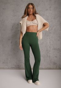 Renee - Zielone Spodnie Dzwony Efralice. Kolor: zielony. Materiał: wiskoza, bawełna. Wzór: aplikacja. Sezon: wiosna, lato. Styl: klasyczny #1