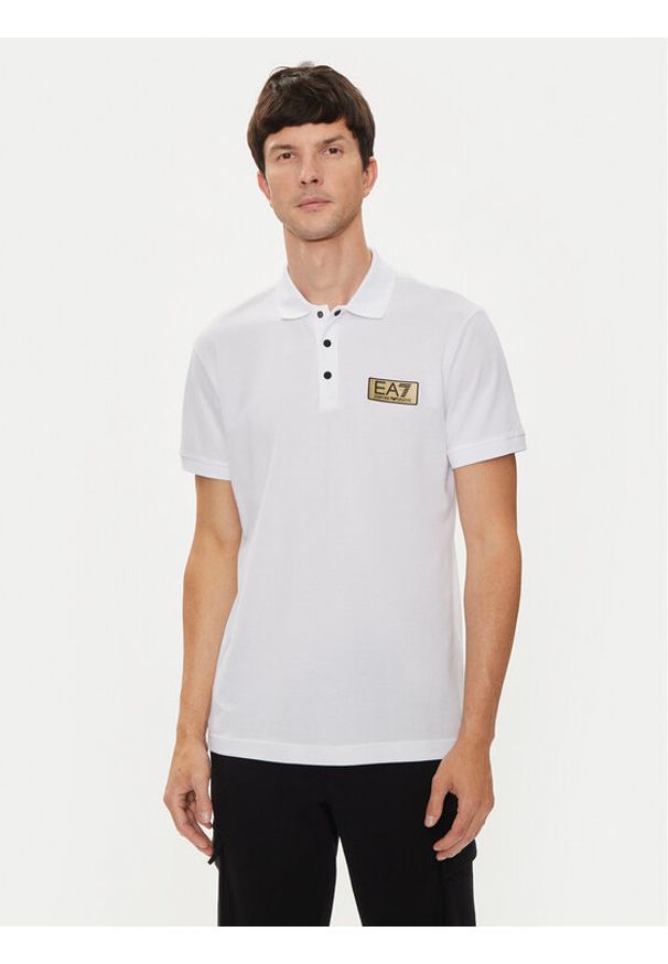 EA7 Emporio Armani Polo 3DPF02 PJ5AZ 1100 Biały Regular Fit. Typ kołnierza: polo. Kolor: biały. Materiał: bawełna