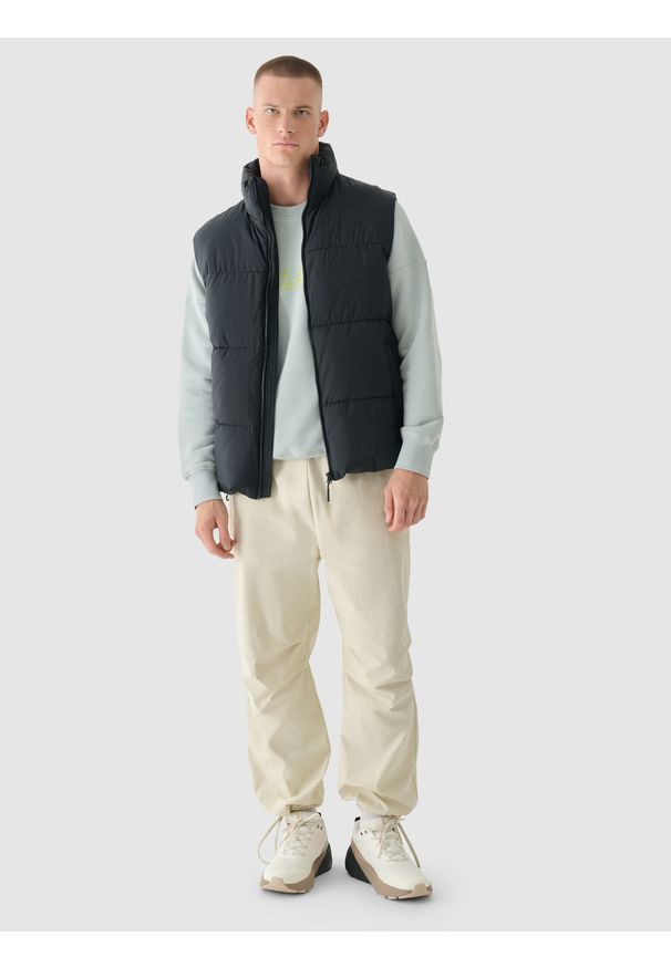 4f - 4F Bluza dresowa nierozpinana bez kaptura męska - szara 3XL. Okazja: na co dzień. Typ kołnierza: bez kaptura. Kolor: szary. Materiał: dresówka. Długość rękawa: raglanowy rękaw. Wzór: gładki, napisy, ze splotem. Styl: casual, klasyczny, sportowy