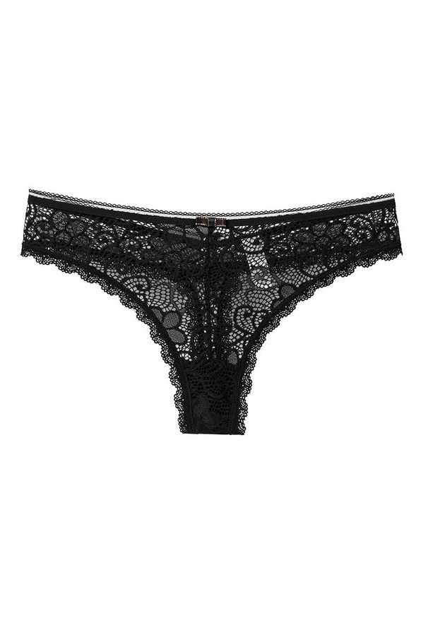 Intica - Tangi koronkowe z misternym wzorem Nahoko. Kolor: czarny. Materiał: koronka. Wzór: koronka
