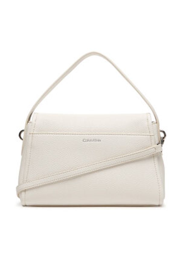 Calvin Klein Torebka Emblem Hw Pebble Shoulder Bag 25 LV04F3425G Biały. Kolor: biały. Materiał: skórzane