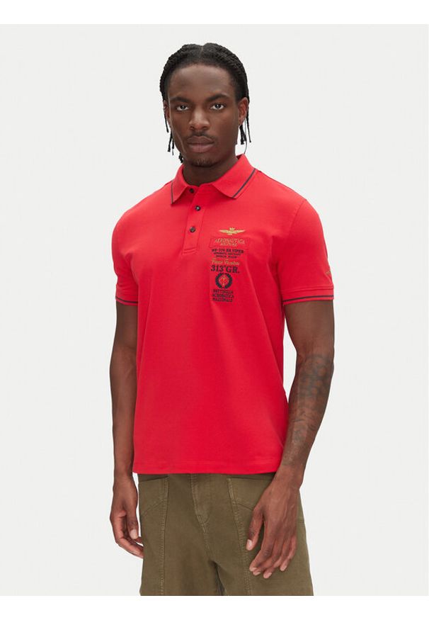 Aeronautica Militare Polo 251PO1853P191 Czerwony Regular Fit. Typ kołnierza: polo. Kolor: czerwony. Materiał: bawełna