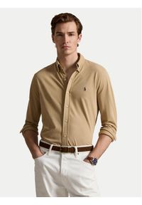 Polo Ralph Lauren Koszula 710654408503 Beżowy ciemny Regular Fit. Typ kołnierza: polo. Kolor: beżowy. Materiał: bawełna #1