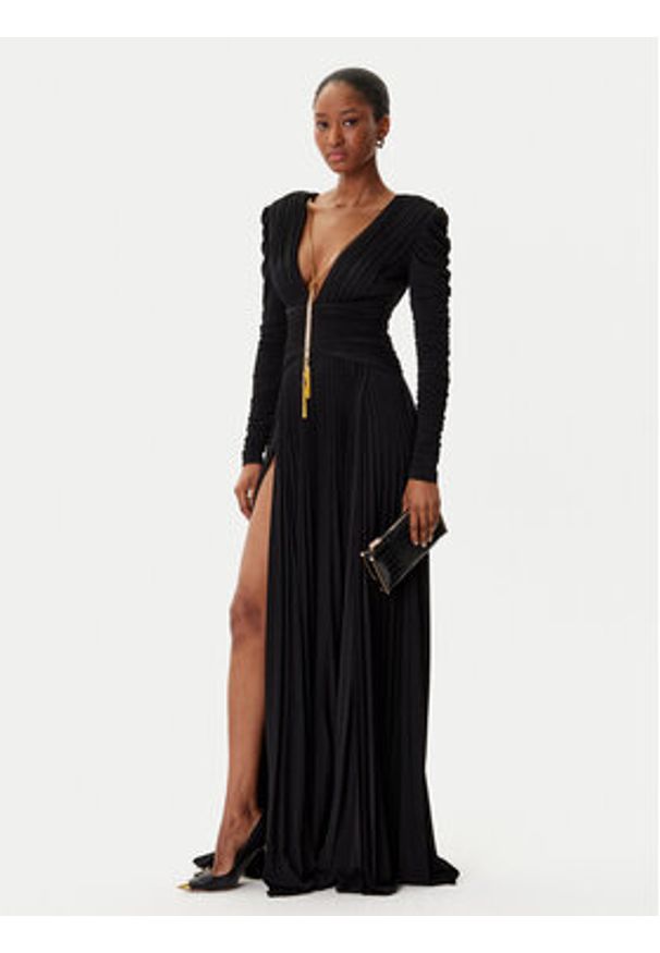 Elisabetta Franchi Sukienka wieczorowa AB-R40-57E2-V850 Czarny Regular Fit. Kolor: czarny. Materiał: wiskoza. Styl: wizytowy