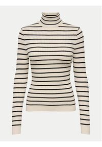 only - ONLY Golf Karol 15165075 Beżowy Slim Fit. Typ kołnierza: golf. Kolor: beżowy. Materiał: wiskoza #6