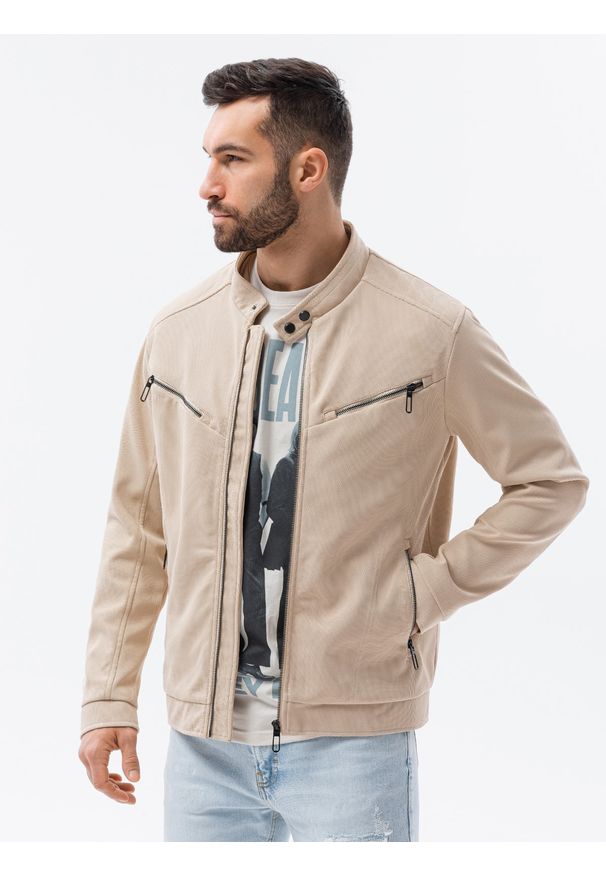 Beżowa kurtka Ombre Clothing na wiosnę