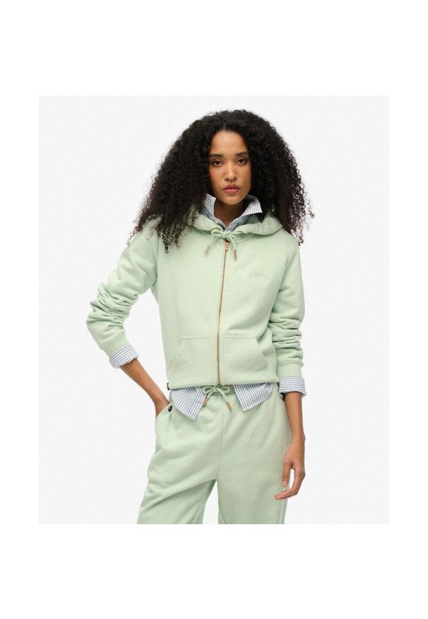 Superdry - Bluza z kapturem z zamkiem Essential Logo Hb. Typ kołnierza: kaptur. Kolor: zielony