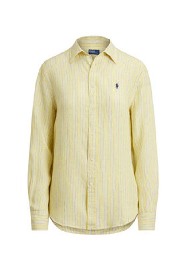 Polo Ralph Lauren Koszula 211A96158002 Żółty Regular Fit. Typ kołnierza: polo. Kolor: żółty. Materiał: len