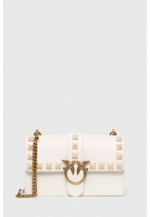 Pinko torebka skórzana kolor biały. Kolor: biały. Materiał: skórzane. Rodzaj torebki: na ramię