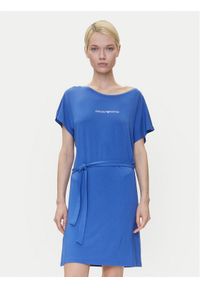 Emporio Armani Sukienka codzienna EW000783 AF12192 UA012 Niebieski Regular Fit. Okazja: na co dzień. Kolor: niebieski. Materiał: wiskoza. Typ sukienki: proste. Styl: casual