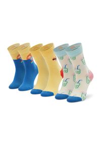 Happy-Socks - Happy Socks Zestaw 3 par wysokich skarpet dziecięcych XKTRA08-2000 Niebieski. Kolor: niebieski. Materiał: materiał #1