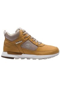 Timberland - Buty zimowe damskie, Field Trekker Mid leather. Kolor: żółty. Materiał: tkanina, materiał, syntetyk, skóra, guma, zamsz. Sezon: zima