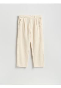 Reserved - Strukturalne spodnie chino - złamana biel. Materiał: tkanina, bawełna #1