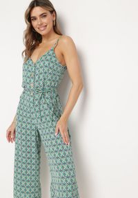 Born2be - Zielony Kombinezon Siffo. Kolor: zielony. Materiał: materiał. Długość rękawa: na ramiączkach. Wzór: aplikacja, kolorowy, jednolity. Sezon: lato #4