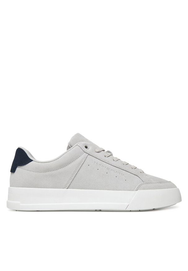 TOMMY HILFIGER - Tommy Hilfiger Sneakersy Th Court Summer Suede FM0FM05517 Szary. Kolor: szary. Materiał: zamsz, skóra