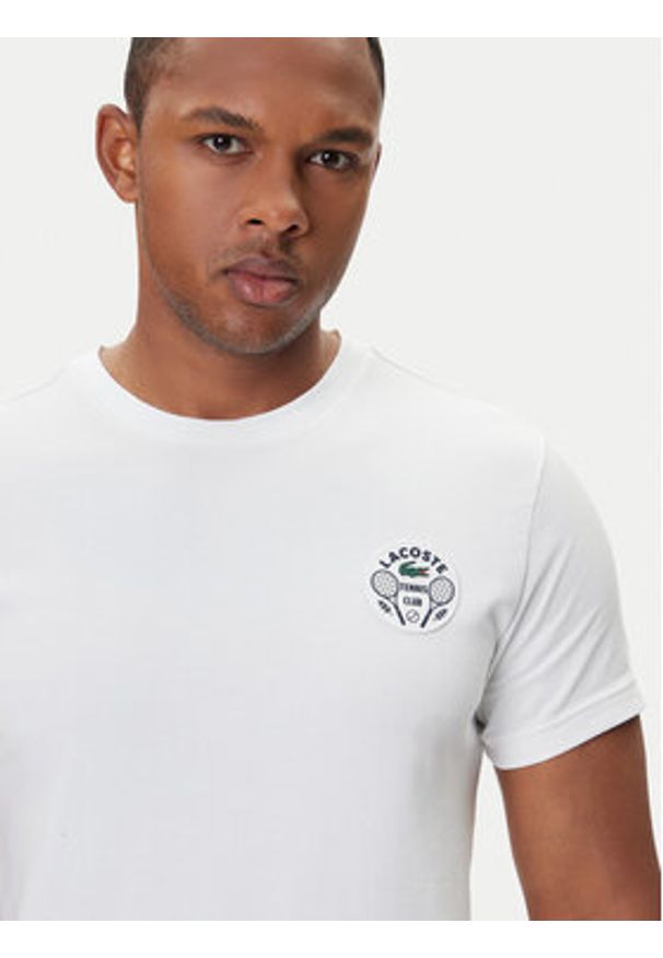 Lacoste T-Shirt TH7712 Biały Regular Fit. Kolor: biały. Materiał: syntetyk, bawełna
