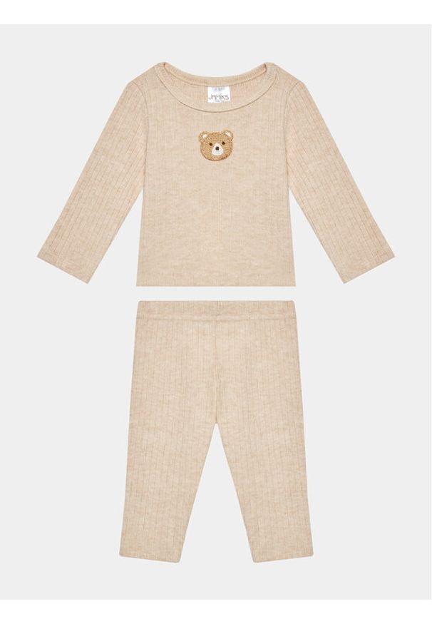 Jamiks Komplet bluzka i spodnie Bull JZG443 Beżowy Regular Fit. Kolor: beżowy. Materiał: wiskoza