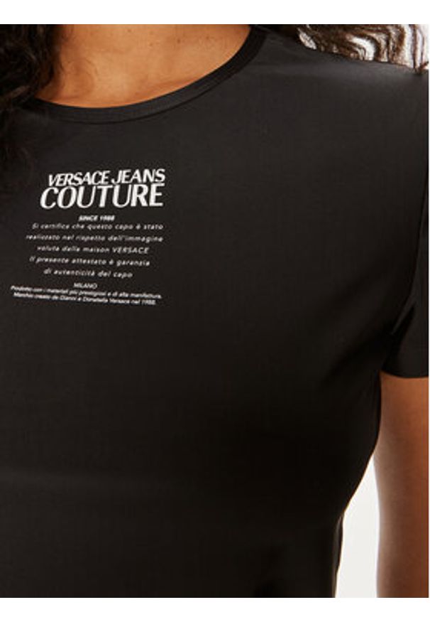 Versace Jeans Couture T-Shirt 76HAH602 Czarny Slim Fit. Kolor: czarny. Materiał: syntetyk