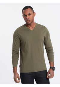 Ombre Clothing - Zestaw longsleeve męski V-NECK - mix 2-pak V9 Z41 - XXL. Okazja: na co dzień. Kolor: szary. Materiał: bawełna, materiał, skóra, tkanina. Długość rękawa: długi rękaw. Długość: długie. Wzór: gładki, jednolity. Styl: wizytowy, klasyczny, casual #3
