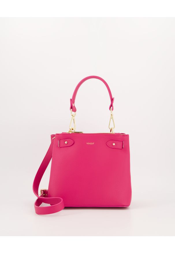 Venezia - Różowa torebka bucket bag J063LEFUTOR098. Kolor: różowy. Materiał: skórzane