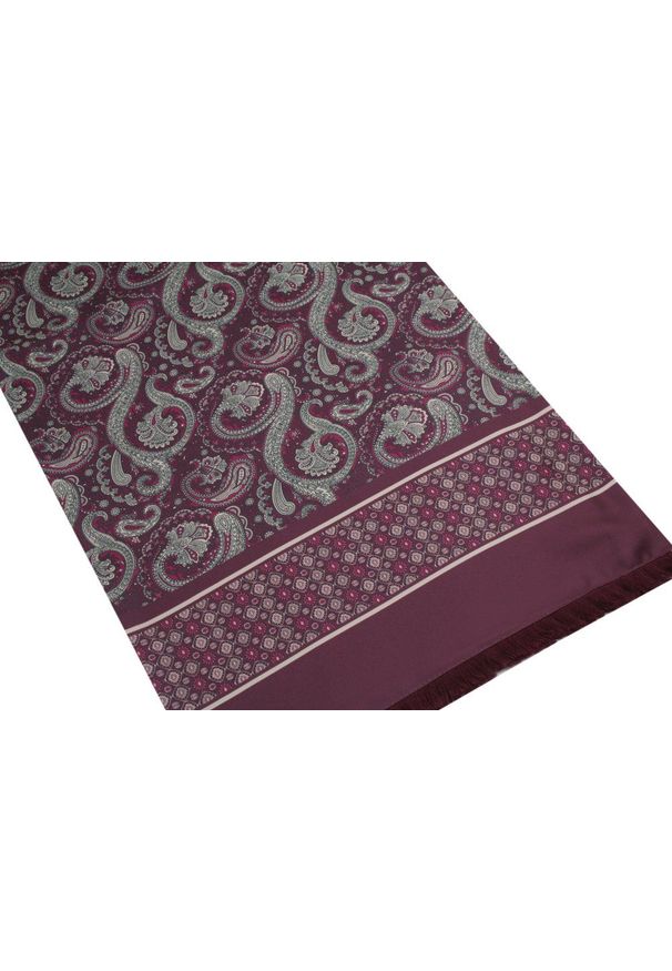 Elegancki Szalik Wełniano-Jedwabny - His Story - Bordo, Wzór Paisley. Kolor: czerwony. Materiał: jedwab, wełna. Wzór: paisley. Sezon: zima, jesień. Styl: elegancki