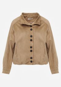 Renee - Jasnobrązowa Kurtka Bomber Jacket Ozdobiona Guzikami Quilimi. Okazja: na co dzień. Kolor: brązowy. Wzór: aplikacja. Styl: elegancki, casual #10