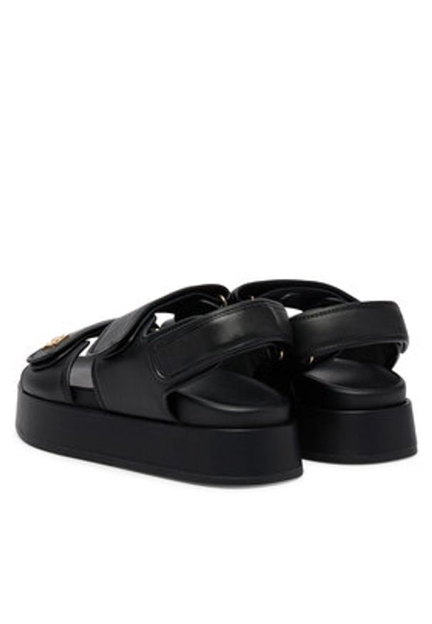 TOMMY HILFIGER - Tommy Hilfiger Sandały Leather Sporty Platform Sandal FW0FW09119 Czarny. Kolor: czarny. Materiał: skóra. Obcas: na platformie. Styl: sportowy
