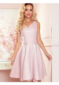 Sukienka Model 114-14 Powder Pink Brokat - Numoco. Materiał: elastan, materiał