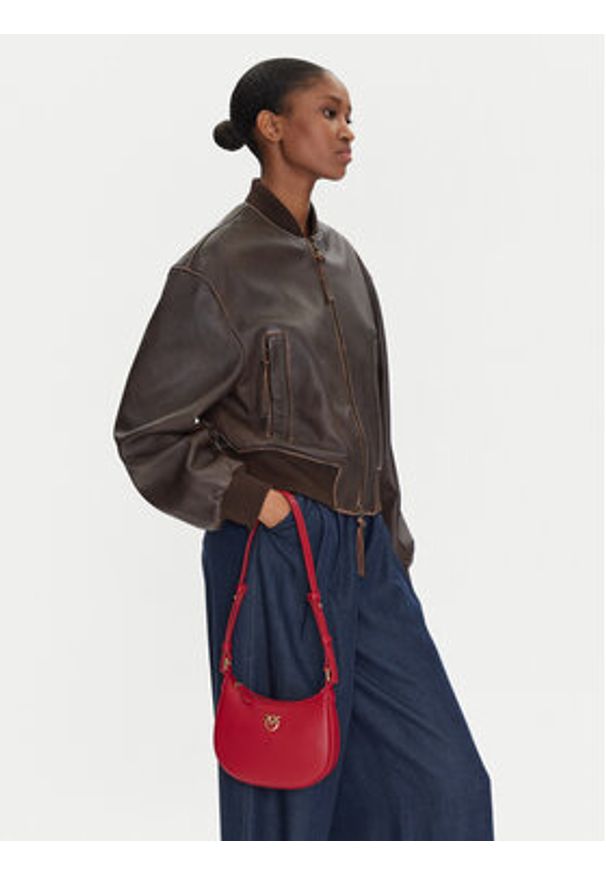Pinko - PINKO Torebka Half Moon Baby AI 24-25 PLTT 103538 A0F1 Czerwony. Kolor: czerwony. Materiał: skórzane