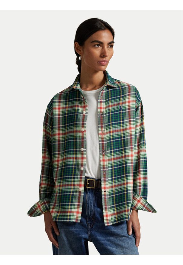 Polo Ralph Lauren Koszula 211A95156002 Zielony Relaxed Fit. Typ kołnierza: polo. Kolor: zielony. Materiał: bawełna