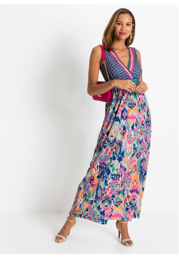 bonprix - Długa sukienka. Kolor: niebieski. Sezon: wiosna. Długość: maxi
