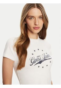 Guess Jeans T-Shirt W5RI59 J1314 Biały Regular Fit. Kolor: biały. Materiał: bawełna
