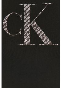 Calvin Klein Jeans - Sukienka. Okazja: na co dzień. Kolor: czarny. Materiał: bawełna, dzianina, elastan. Długość rękawa: bez rękawów. Wzór: nadruk. Typ sukienki: dopasowane, proste. Styl: casual. Długość: mini #2