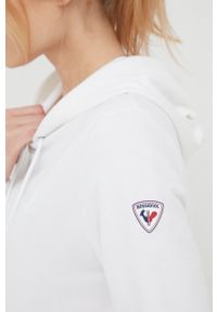 Rossignol bluza dresowa damska kolor biały z kapturem z nadrukiem. Typ kołnierza: kaptur. Kolor: biały. Materiał: dresówka. Wzór: nadruk #3
