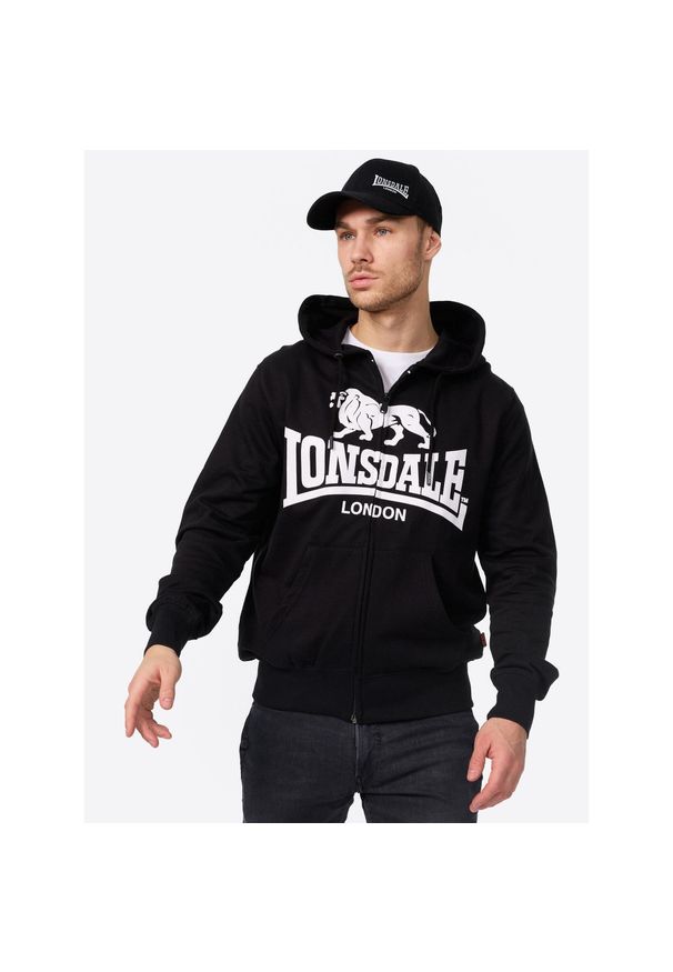 Bluza z kapturem i zamkiem błyskawicznym Lonsdale Krafty. Typ kołnierza: kaptur. Kolor: czarny. Materiał: bawełna. Sezon: zima